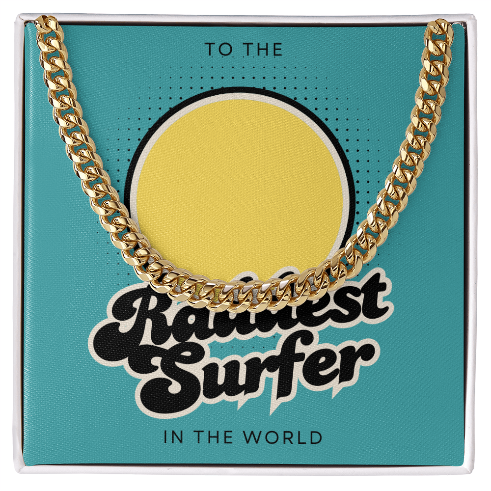 Raddest Surfer Cuban Link Chain | Fun Wife Gift for Surf Lovers | Beach Vibes, Casual Wear, Summer Style, Outdoor Adventure