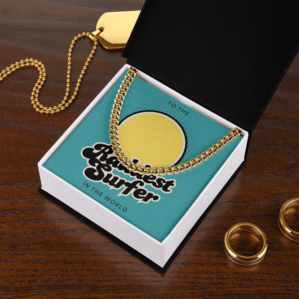 Raddest Surfer Cuban Link Chain | Fun Wife Gift for Surf Lovers | Beach Vibes, Casual Wear, Summer Style, Outdoor Adventure