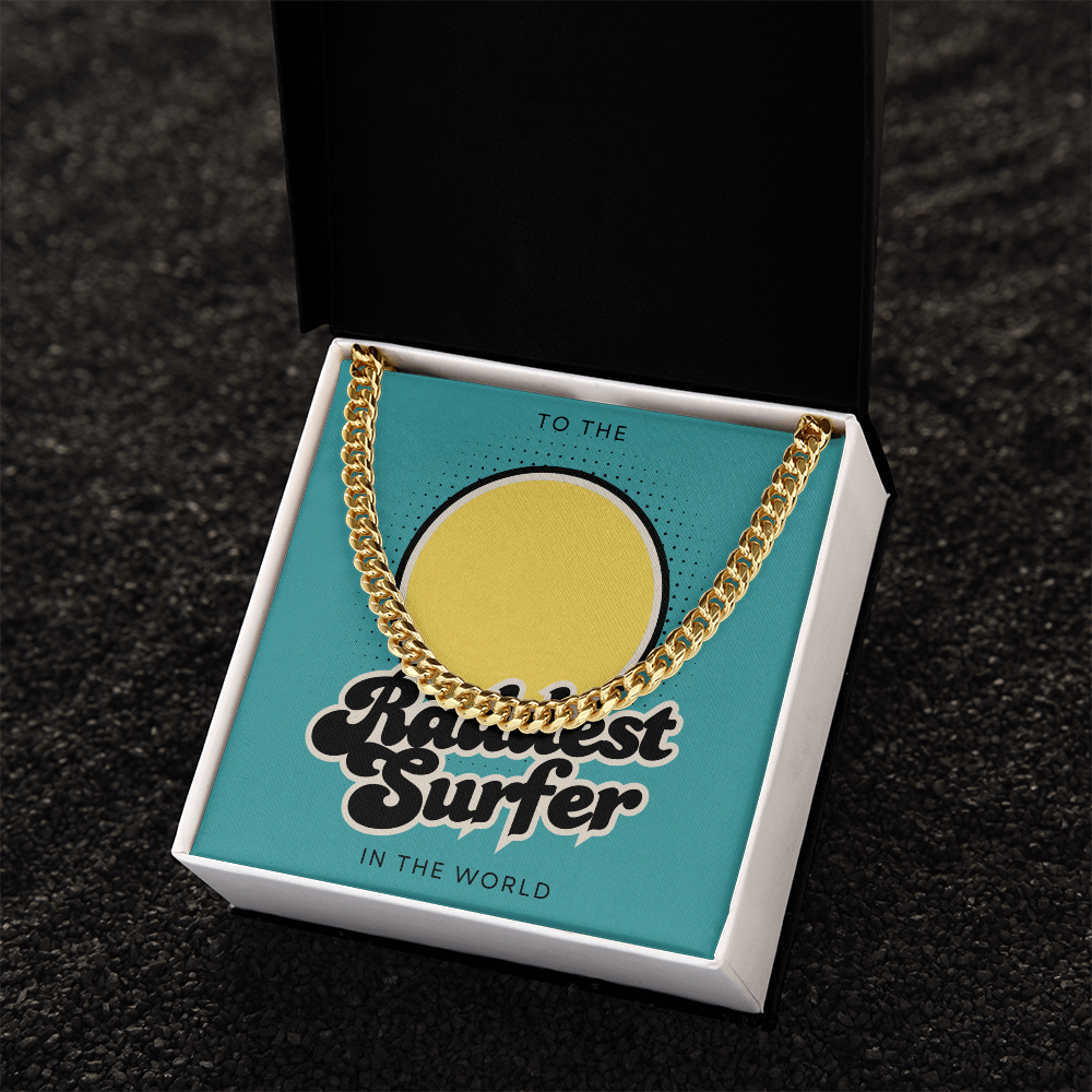 Raddest Surfer Cuban Link Chain | Fun Wife Gift for Surf Lovers | Beach Vibes, Casual Wear, Summer Style, Outdoor Adventure