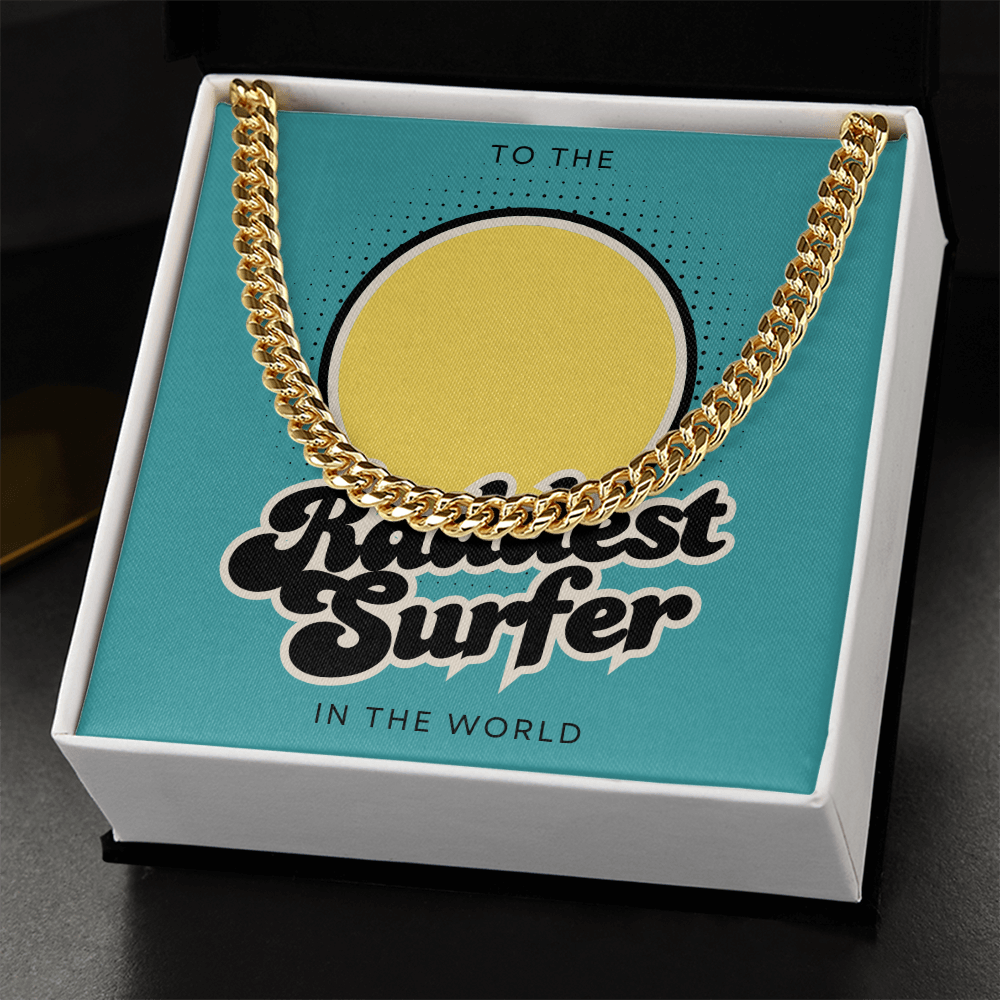 Raddest Surfer Cuban Link Chain | Fun Wife Gift for Surf Lovers | Beach Vibes, Casual Wear, Summer Style, Outdoor Adventure