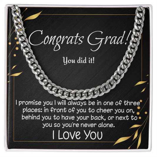 Congrats Grad! Cuban Link necklace for high school, college, etc. graduate