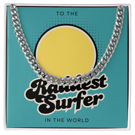 Raddest Surfer Cuban Link Chain | Fun Wife Gift for Surf Lovers | Beach Vibes, Casual Wear, Summer Style, Outdoor Adventure