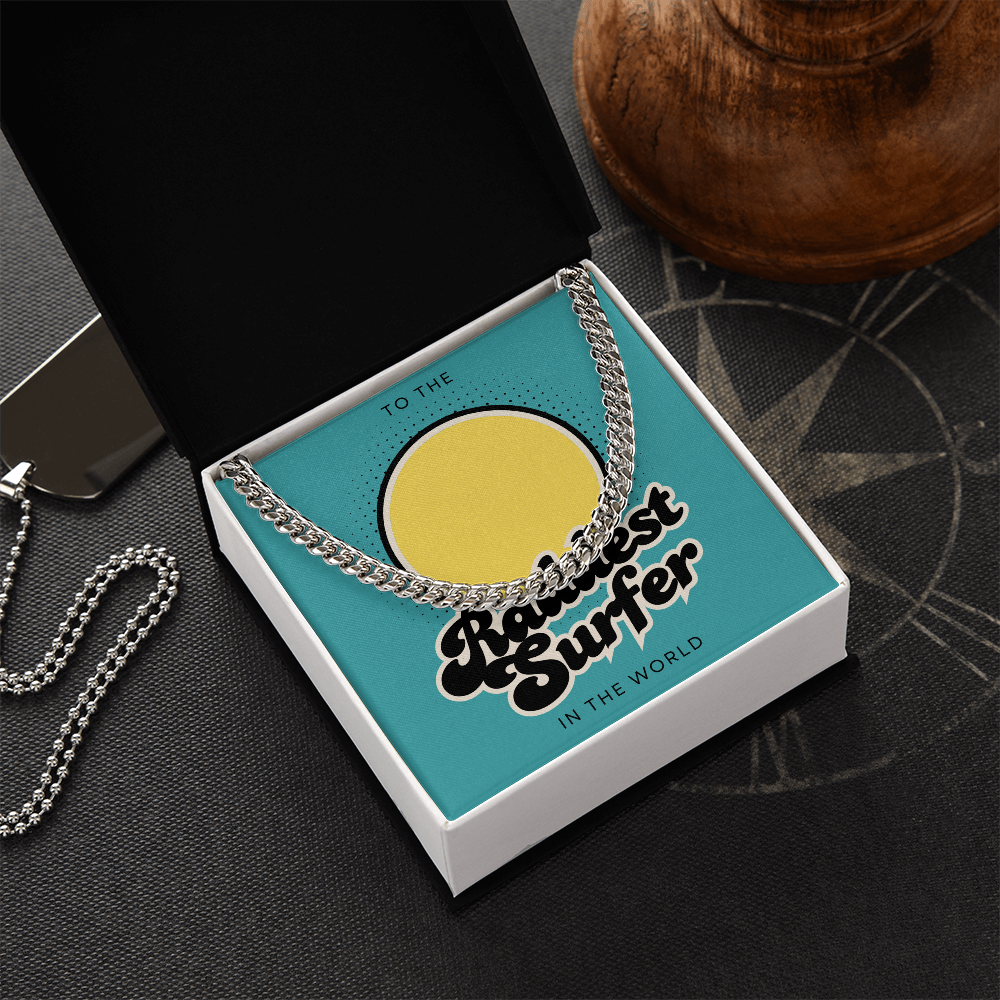 Raddest Surfer Cuban Link Chain | Fun Wife Gift for Surf Lovers | Beach Vibes, Casual Wear, Summer Style, Outdoor Adventure