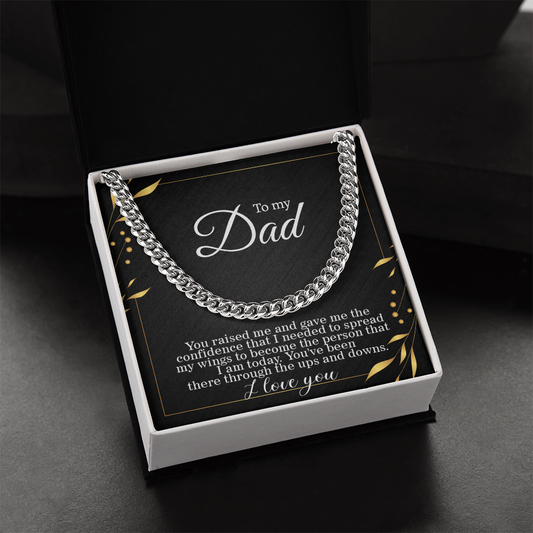 To Dad, Spreading my Wings Card Cuban Link gift for graduation day, moving out, or going to college