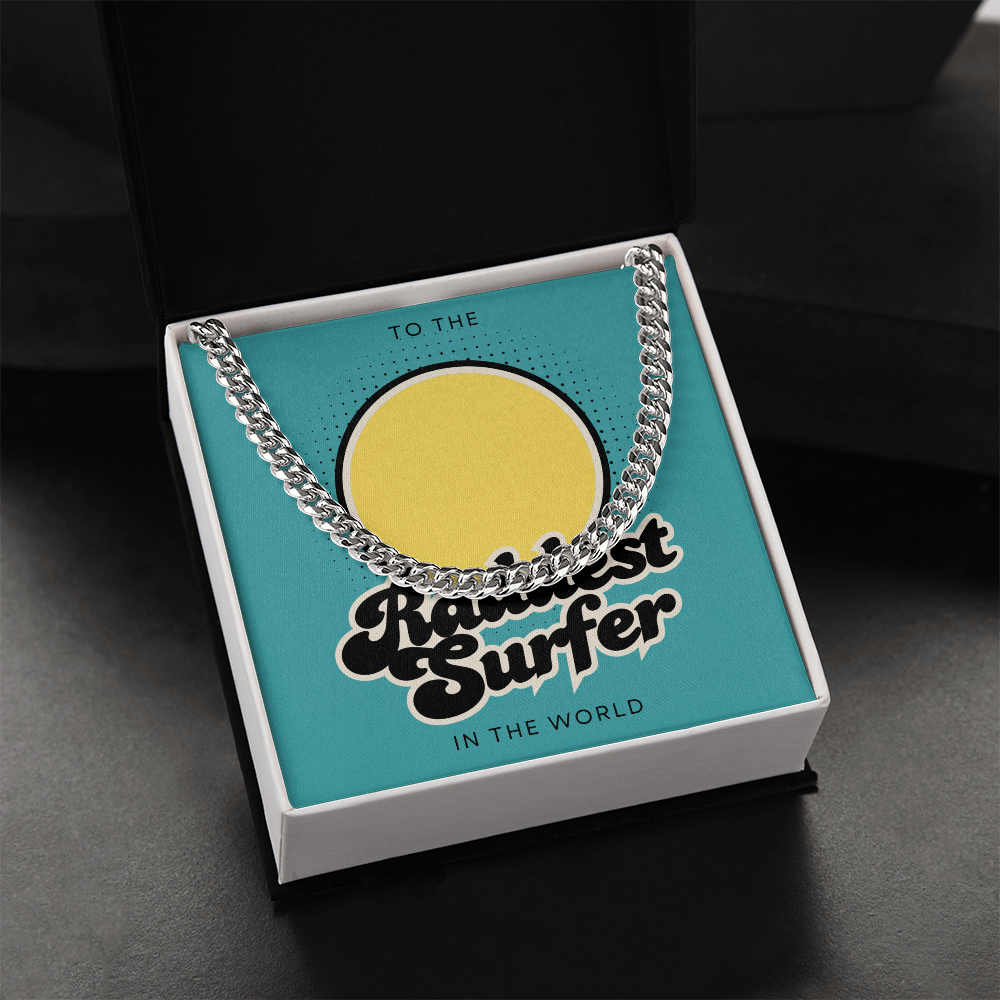 Raddest Surfer Cuban Link Chain | Fun Wife Gift for Surf Lovers | Beach Vibes, Casual Wear, Summer Style, Outdoor Adventure