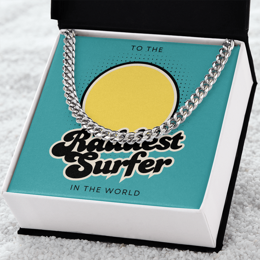Raddest Surfer Cuban Link Chain | Fun Wife Gift for Surf Lovers | Beach Vibes, Casual Wear, Summer Style, Outdoor Adventure