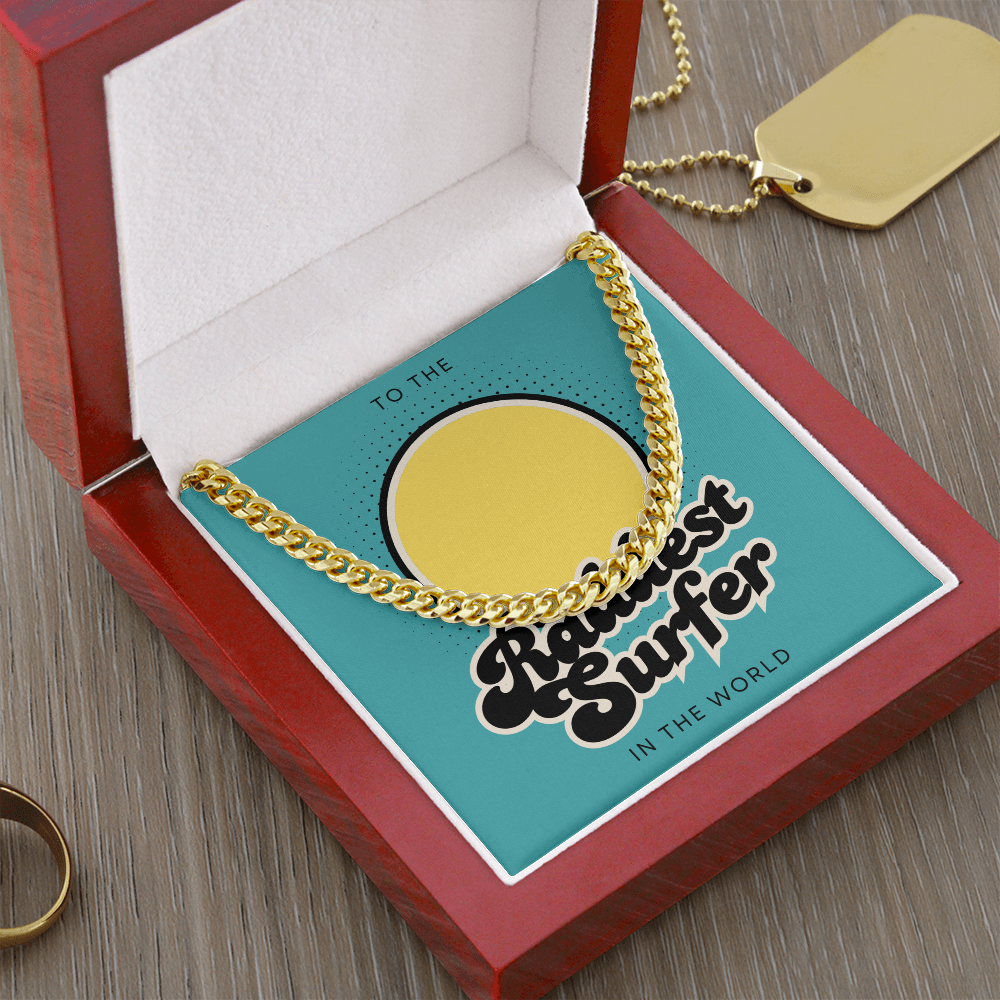 Raddest Surfer Cuban Link Chain | Fun Wife Gift for Surf Lovers | Beach Vibes, Casual Wear, Summer Style, Outdoor Adventure