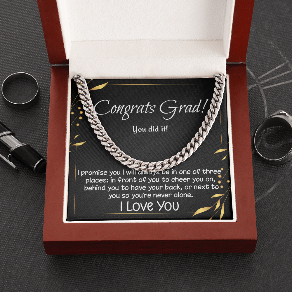 Congrats Grad! Cuban Link necklace for high school, college, etc. graduate