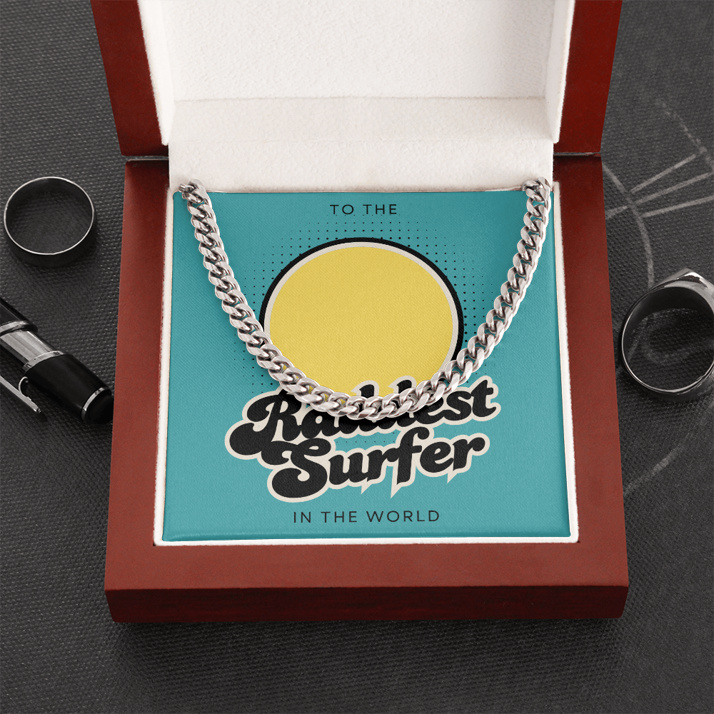 Raddest Surfer Cuban Link Chain | Fun Wife Gift for Surf Lovers | Beach Vibes, Casual Wear, Summer Style, Outdoor Adventure