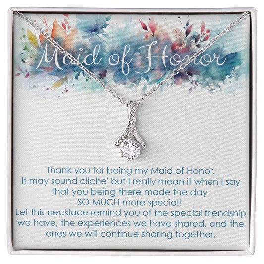 Maid of honor thank you gift for wedding in the past. Alluring beauty necklace