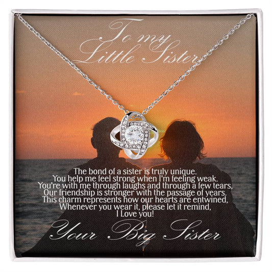 To Little Sister Love knot necklace