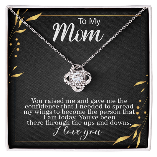 To mom, Spreading my Wings Card Love Knot gift for graduation day, moving out, or going to college