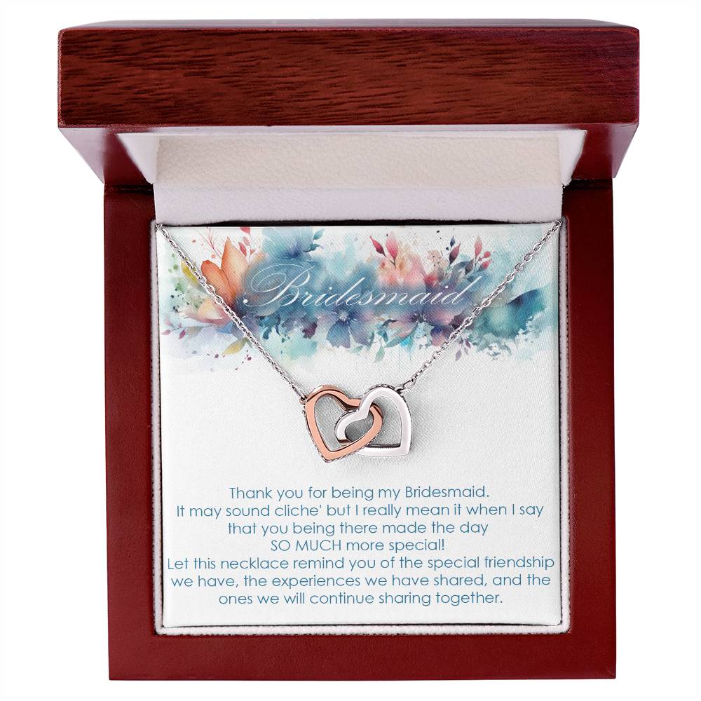 Thank you gift for Bridesmaid for wedding in the past. Interlocking hearts