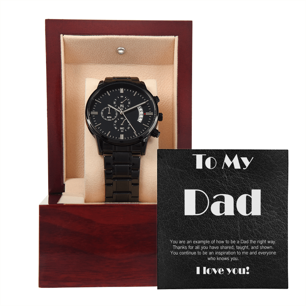 Chronographic Watch for Dad with Meaningful Card: Dad the right way