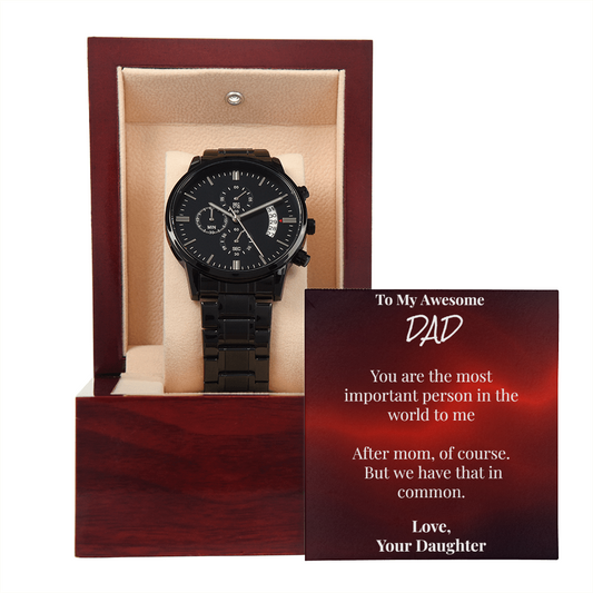 Chronograph Watch for Dad with Sarcastic Card from Daughter