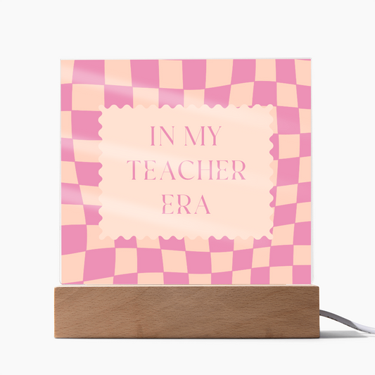 In my Teacher Era pink and tangerine retro decoration for classroom