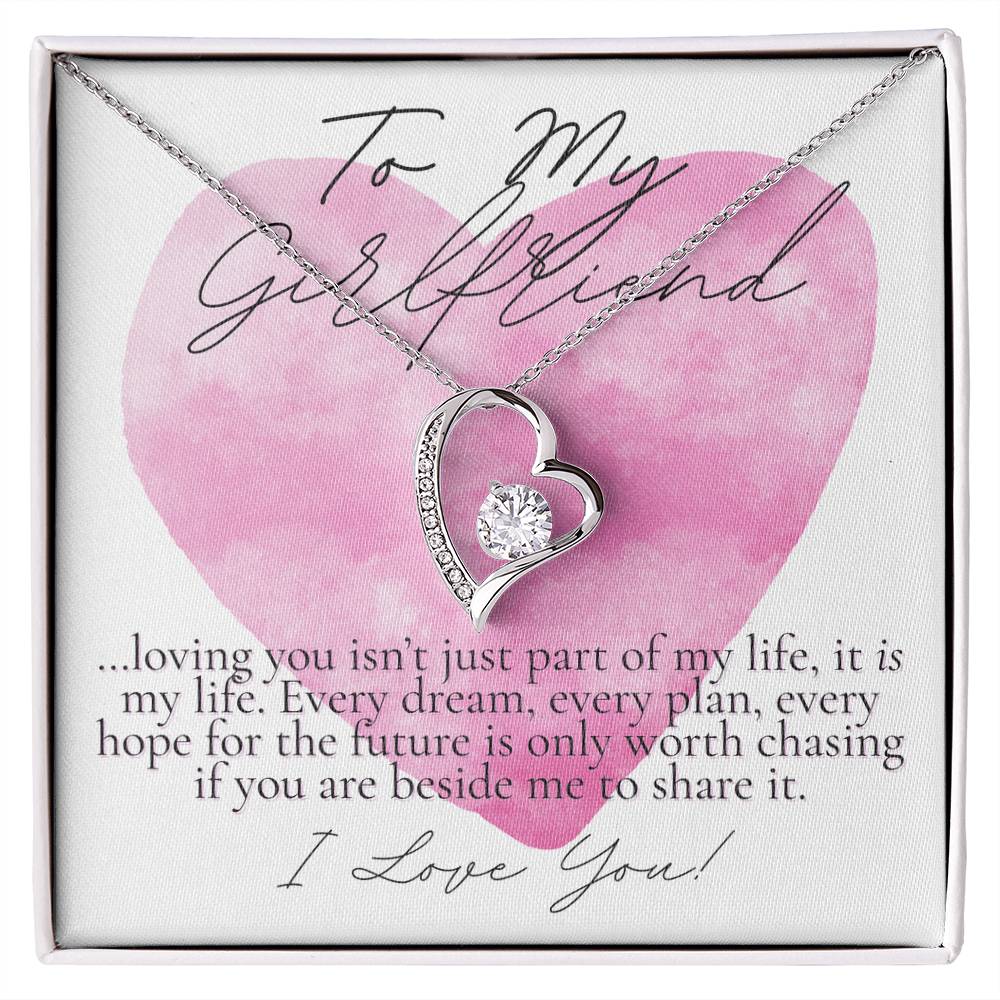 To my Girlfriend: loving you is my life (watercolor hearts design)