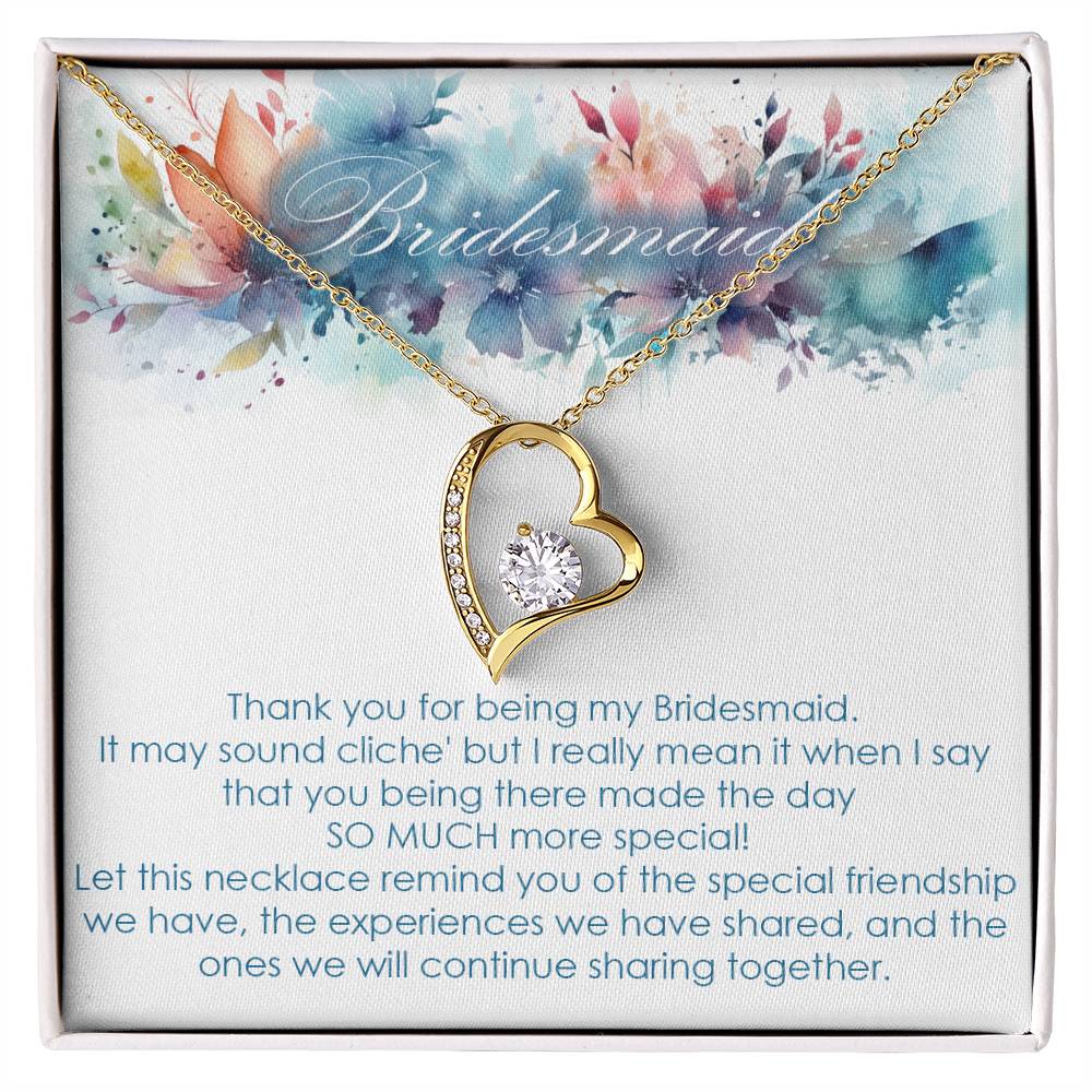 Bridesmaid thank you gift for wedding in the past. Forever love necklace