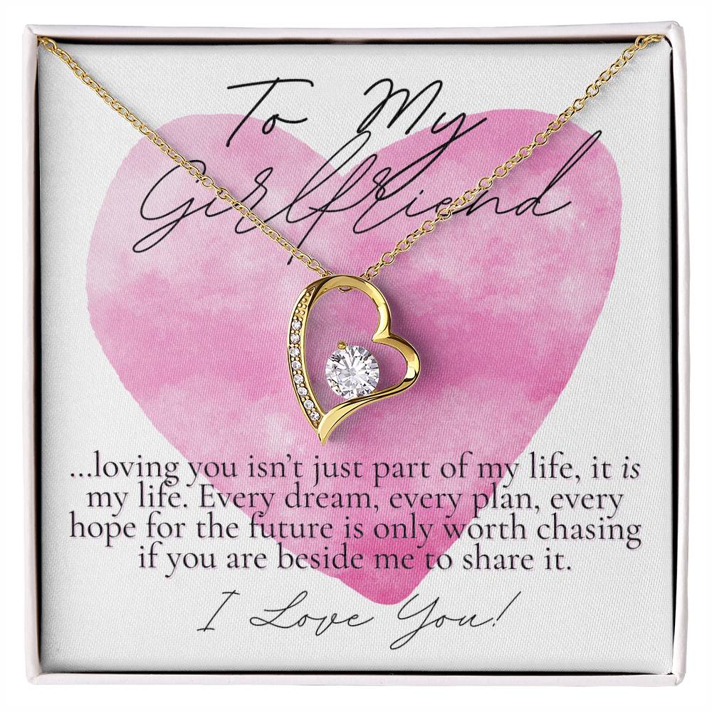 To my Girlfriend: loving you is my life (watercolor hearts design)