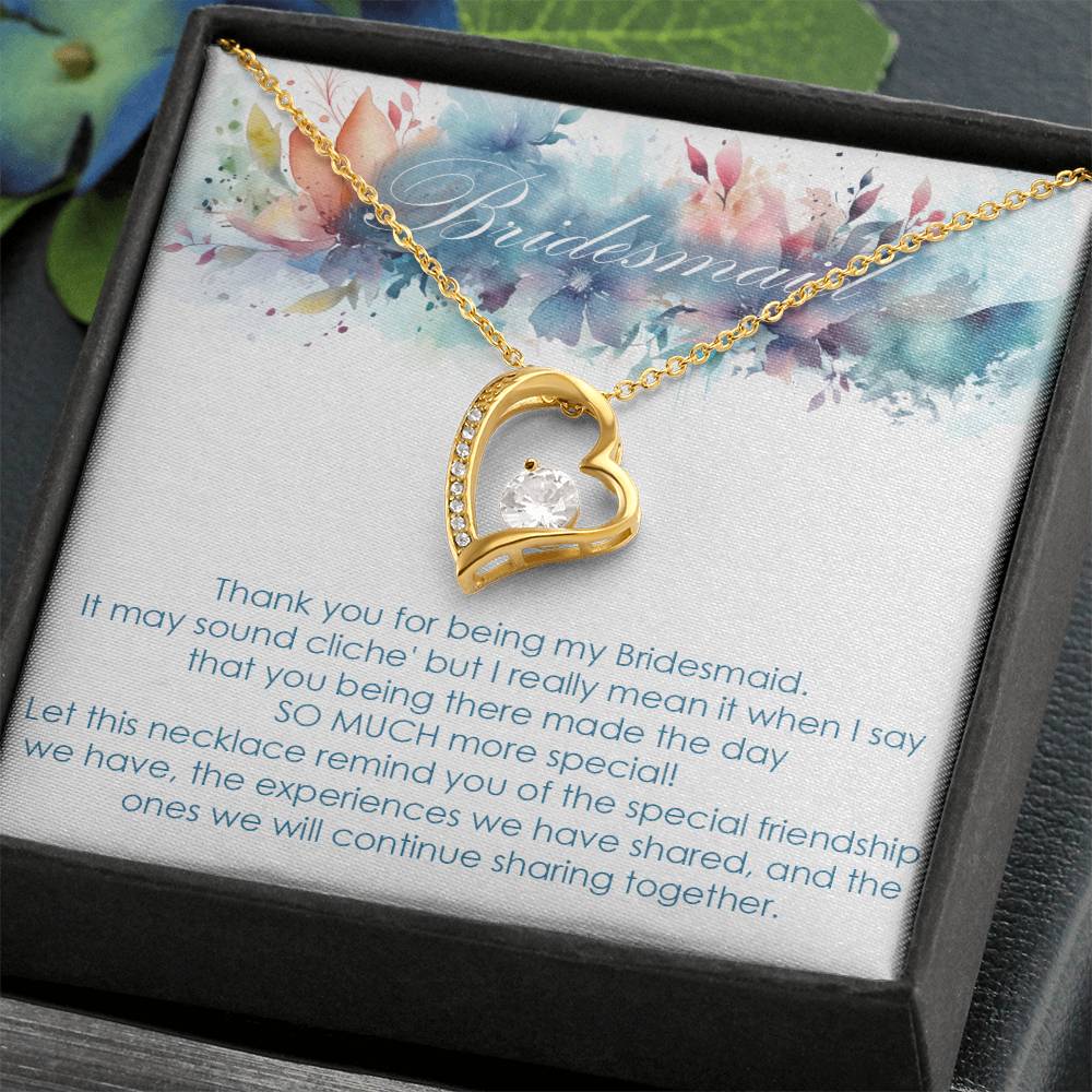 Bridesmaid thank you gift for wedding in the past. Forever love necklace