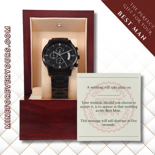 Best Man gift spy themed card Chronograph Watch