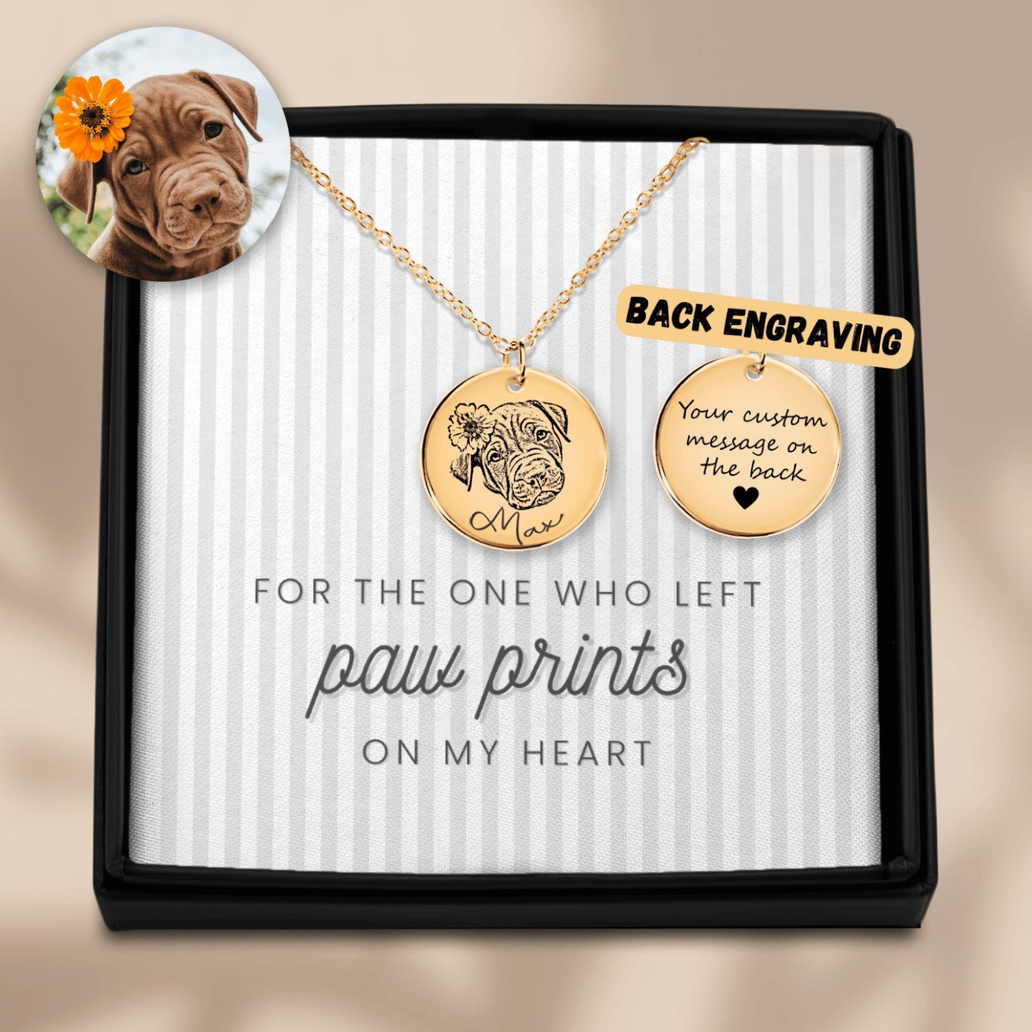 For the One that Left Paw Prints on My Heart | Animal Portrait Necklace