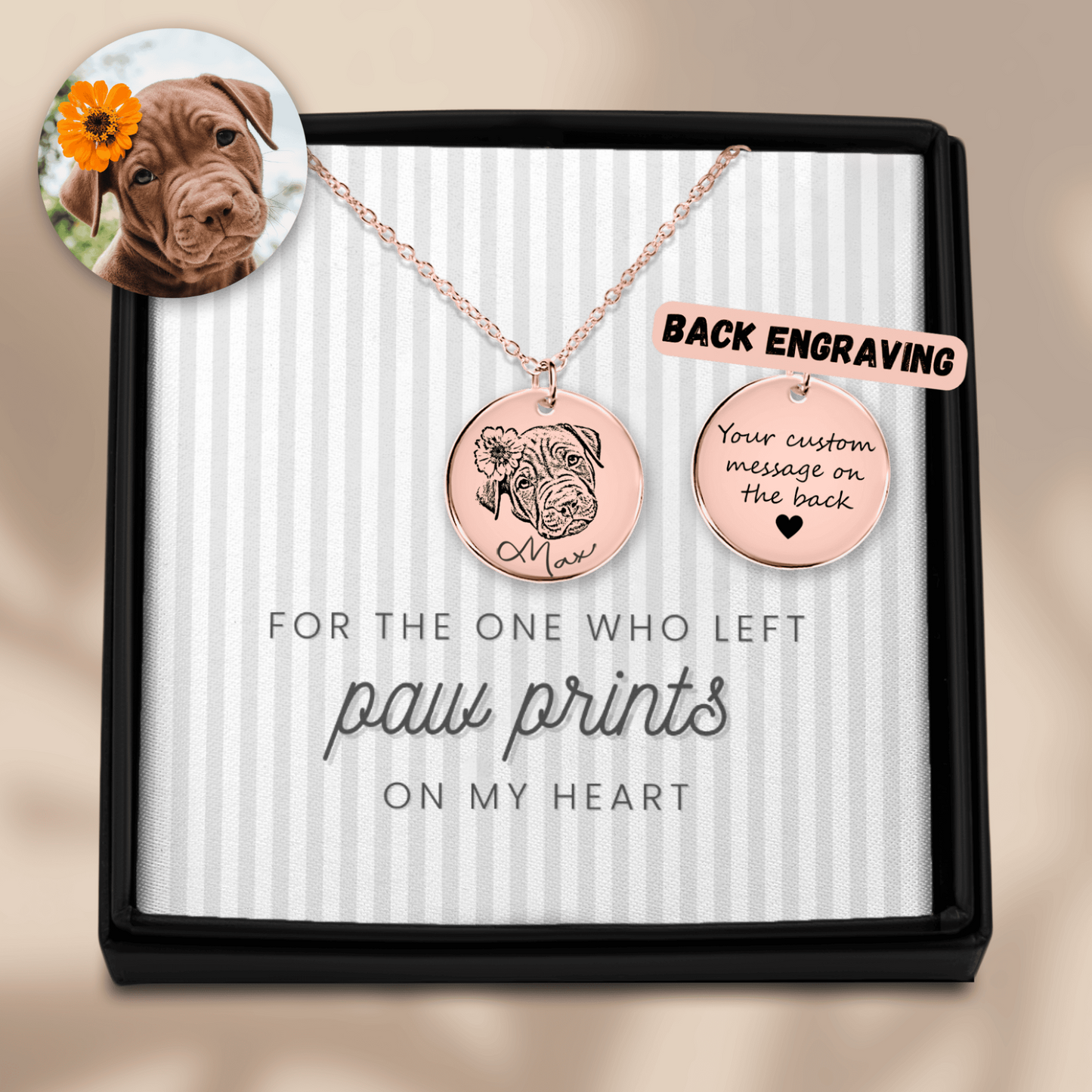 For the One that Left Paw Prints on My Heart | Animal Portrait Necklace