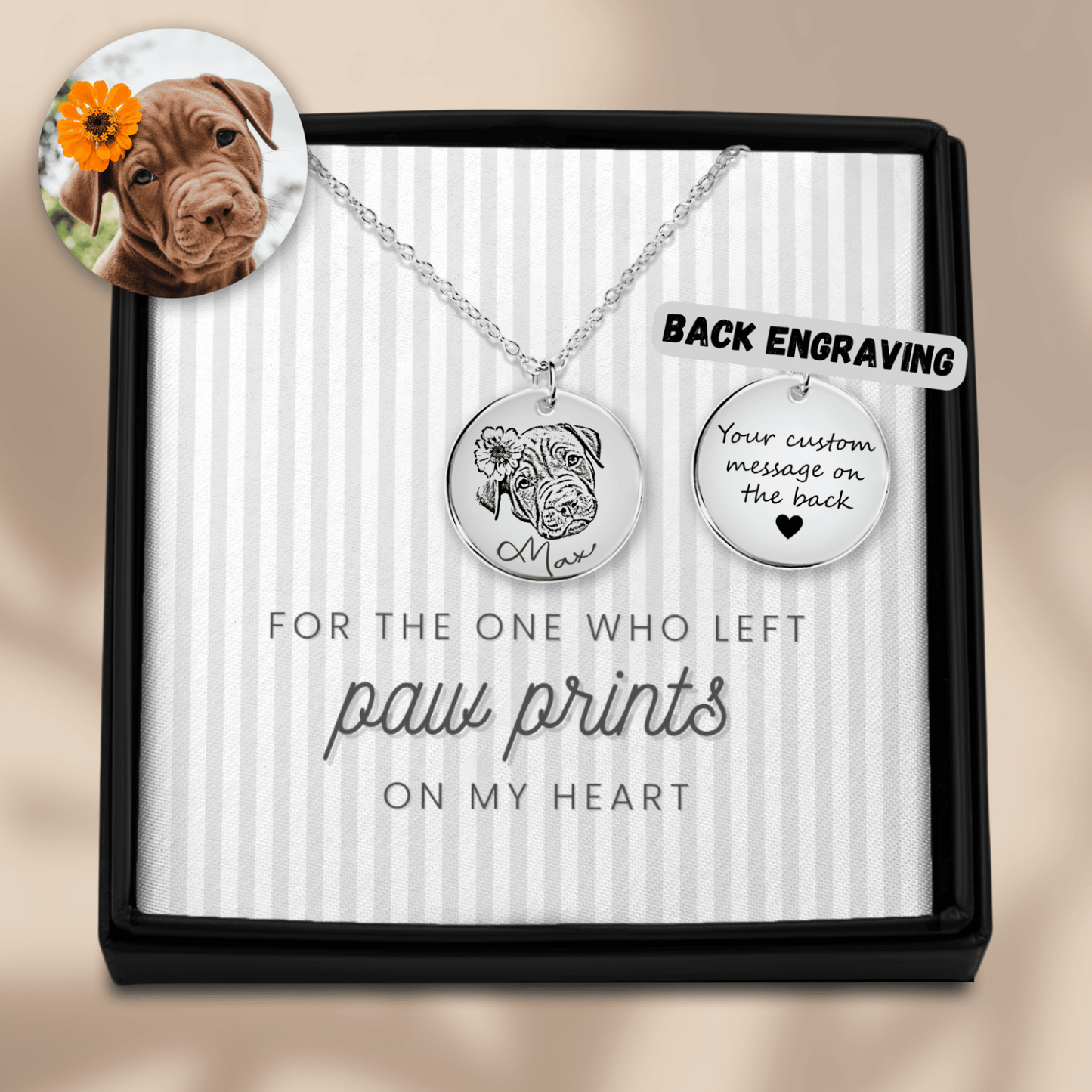 For the One that Left Paw Prints on My Heart | Animal Portrait Necklace