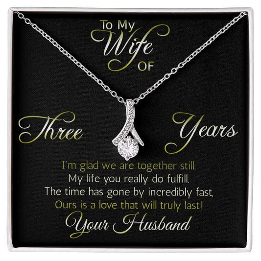 Three years' anniversary necklace pendant, Aluring Beauty ribbon pendant reminds her that your love is intertwined!