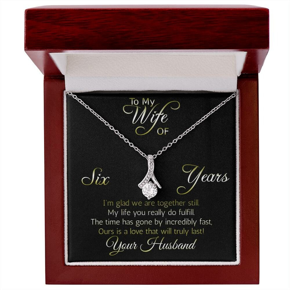 Six years' anniversary necklace pendant, Aluring Beauty ribbon pendant reminds her that your love is intertwined!