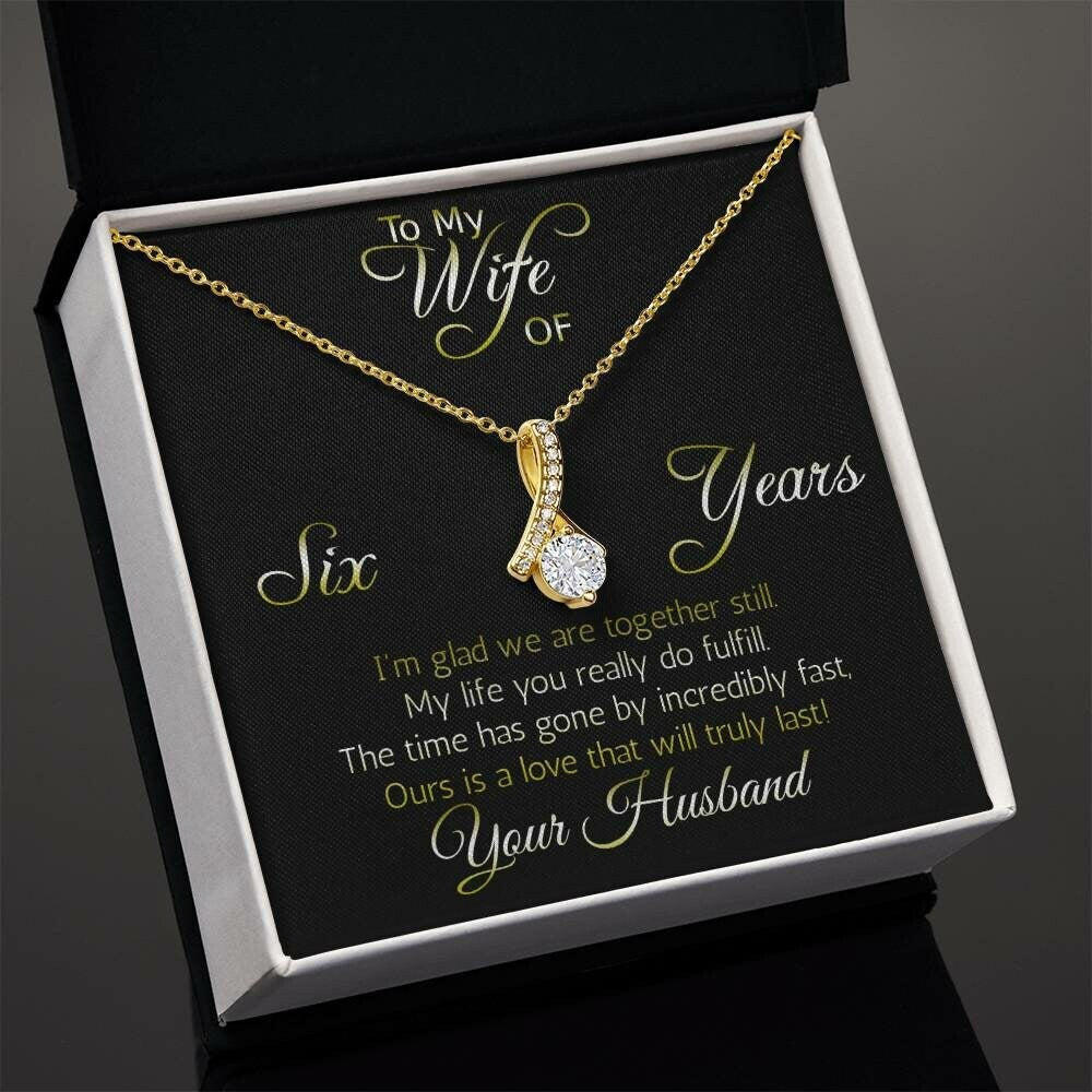 Six years' anniversary necklace pendant, Aluring Beauty ribbon pendant reminds her that your love is intertwined!