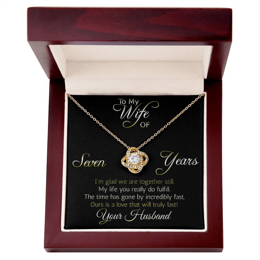 Seven year anniversary necklace pendant, Love Knot... Love that will truly last. Show her your love is entwined!