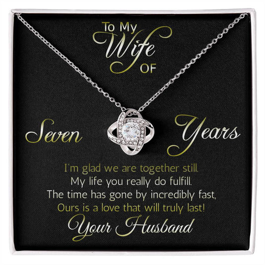 Seven year anniversary necklace pendant, Love Knot... Love that will truly last. Show her your love is entwined!