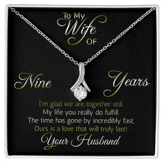 Nine years' anniversary necklace pendant,  Aluring Beauty ribbon pendant reminds her that your love is intertwined! 9 years