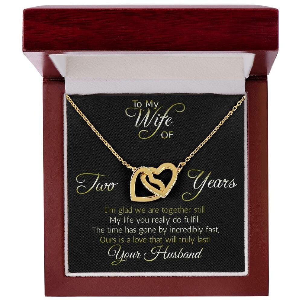 Two year anniversary necklace pendant, Interlocking hearts pendant; Love that will truly last.