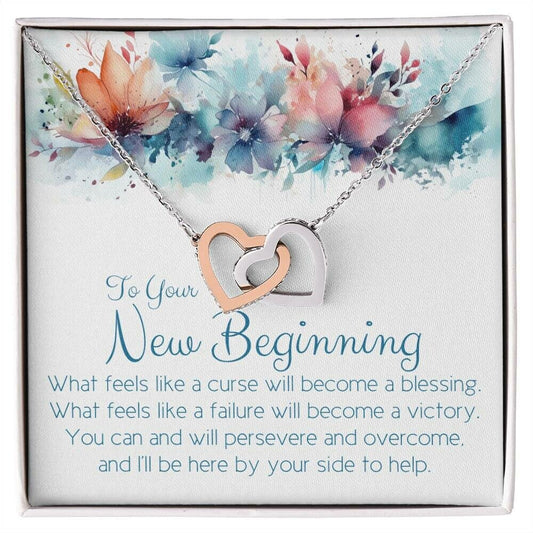 To Your New Beginning... New Job, New Home, Divorce, Breakup gift necklace. rose gold, cubic zirconia