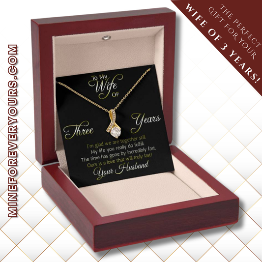 Perfect Gift for Wife of Three years: anniversary necklace pendant, Aluring Beauty ribbon pendant reminds her that your love is intertwined!