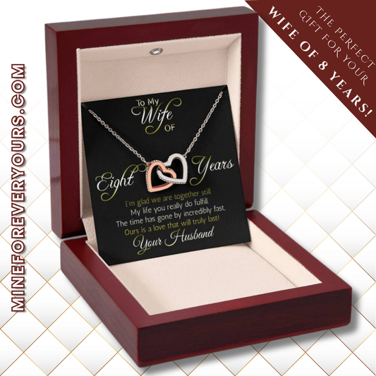 Amazing Eight year anniversary Gift: nterlocking hearts pendant; Love that will truly last.