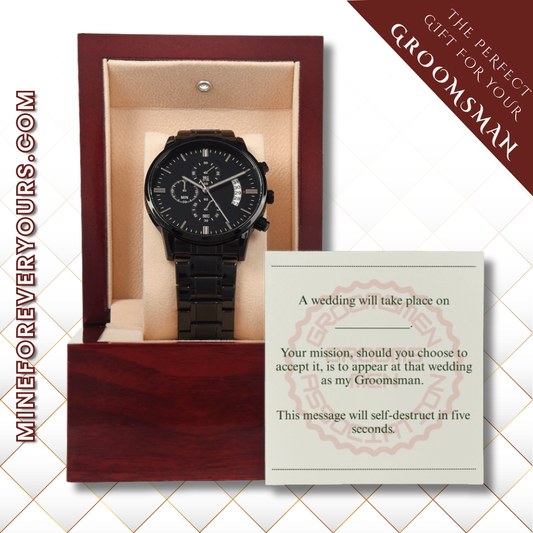 Groomsman gift spy themed card Chronograph Watch